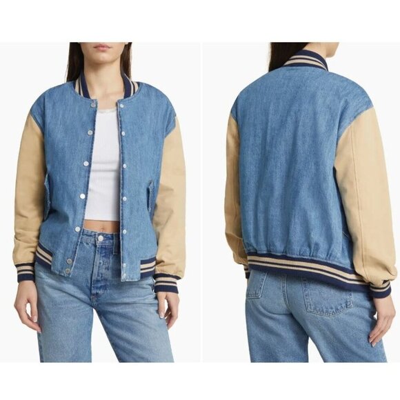 BlankNYC Varsity Jacket in Crash Course Womens Denim Jean Boyfriend - Picture 13 of 16